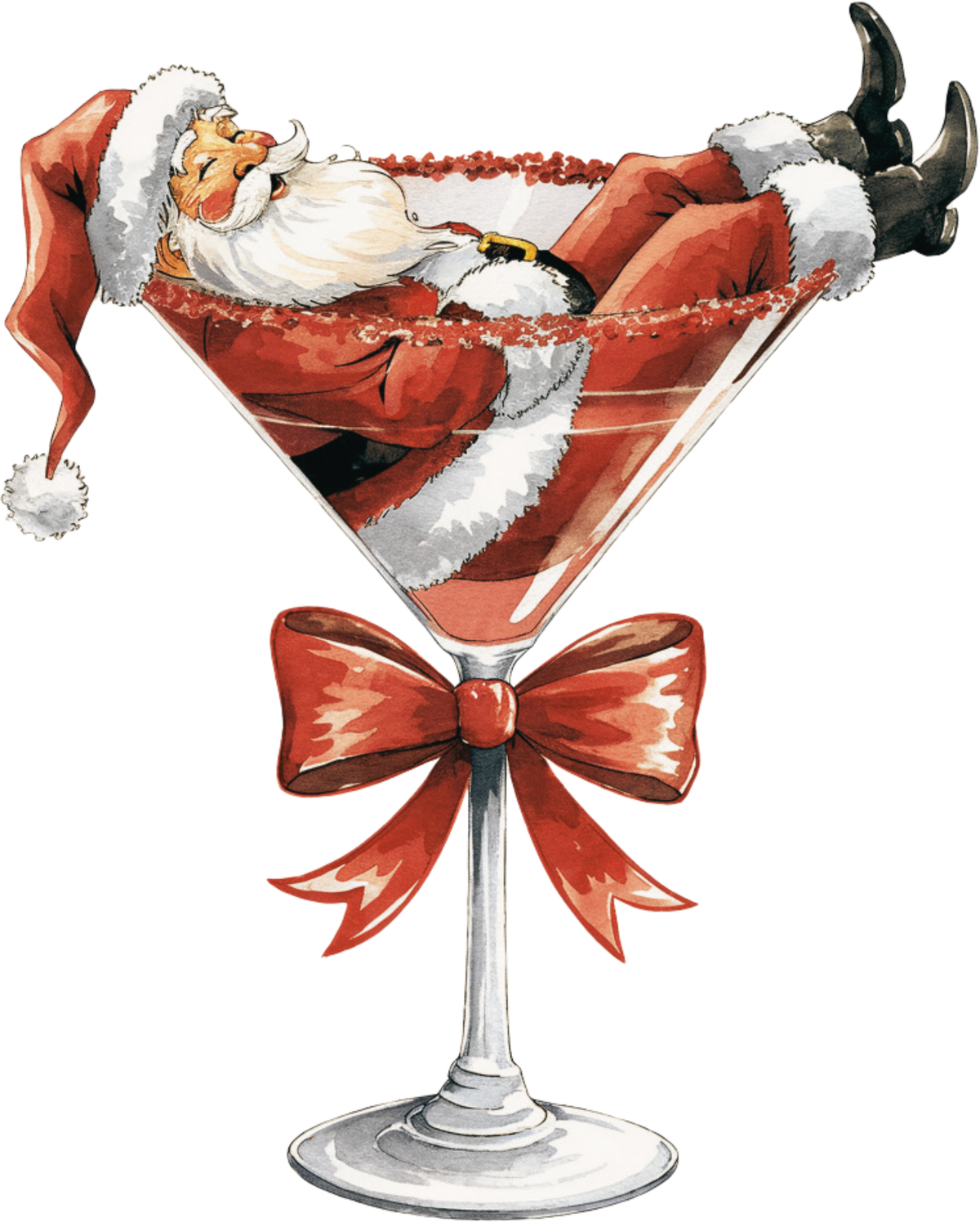 Santa Martini - Christmas Ready to Press DTF Transfer
