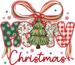 Preppy Lace Merry Christmas Tree - Christmas Ready to Press DTF Transfer