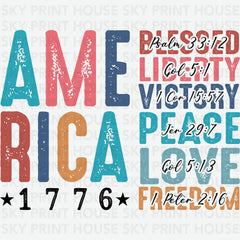 America 1776 4th of July Ready to Press DTF Transfer