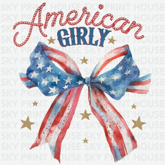 American Girly USA Flag Coquette 4th of July Ready to Press DTF Transfer