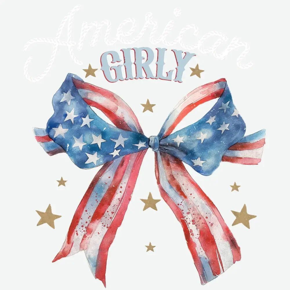 American Girly USA Flag Coquette 4th of July Ready to Press DTF Transfer