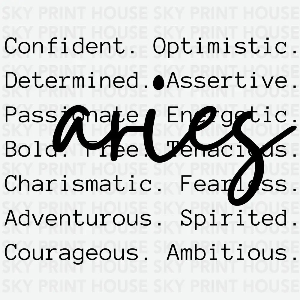 Aries Qualities Zodiacs And Horoscopes Ready to Press DTF Transfer