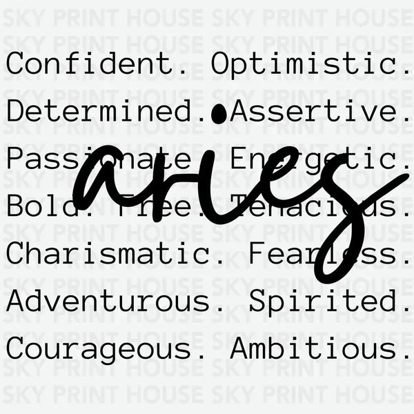 Aries Qualities - Zodiacs And Horoscopes Ready to Press DTF Transfer
