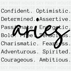 Aries Qualities Zodiacs And Horoscopes Ready to Press DTF Transfer