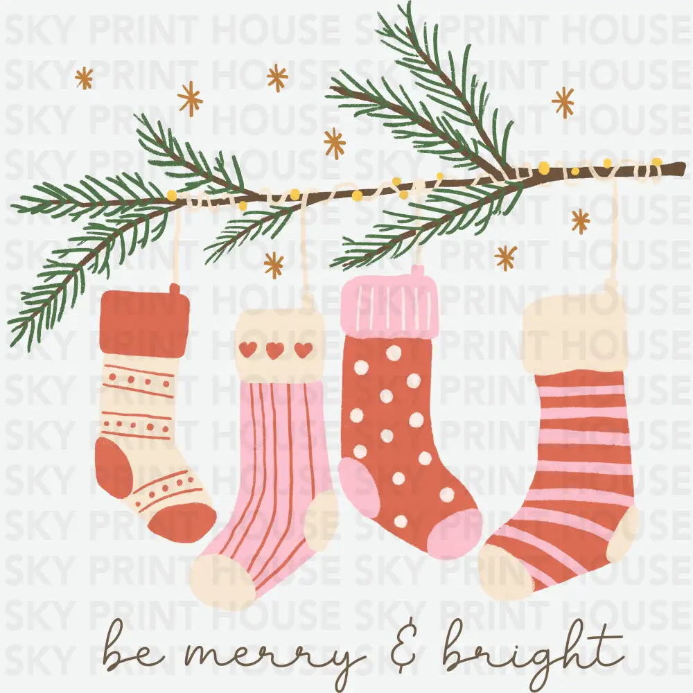 Be Merry & Bright - Christmas Ready to Press DTF Transfer