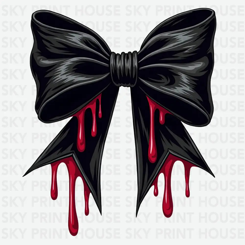 Black Bow Dripping Blood Halloween Ready to Press DTF Transfer