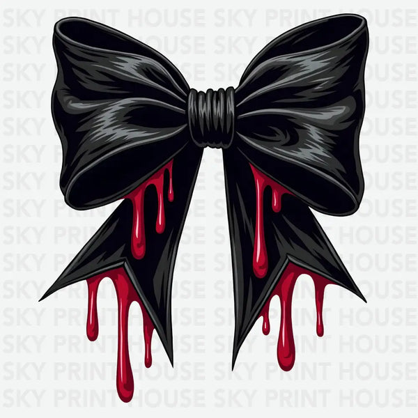 Black Bow Dripping Blood - Halloween Ready to Press DTF Transfer