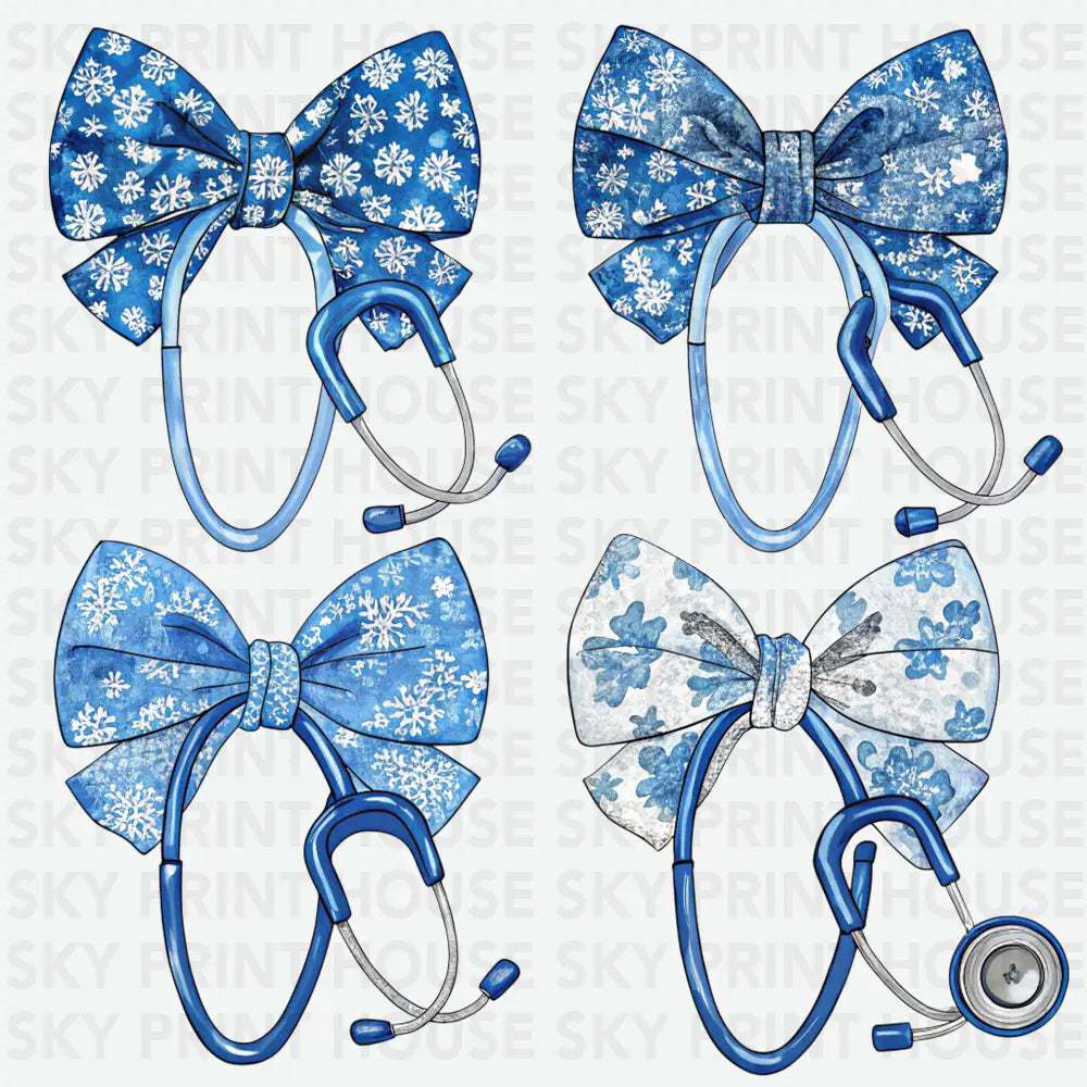 Blue Floral Stethoscope Nurse Ready to Press DTF Transfer