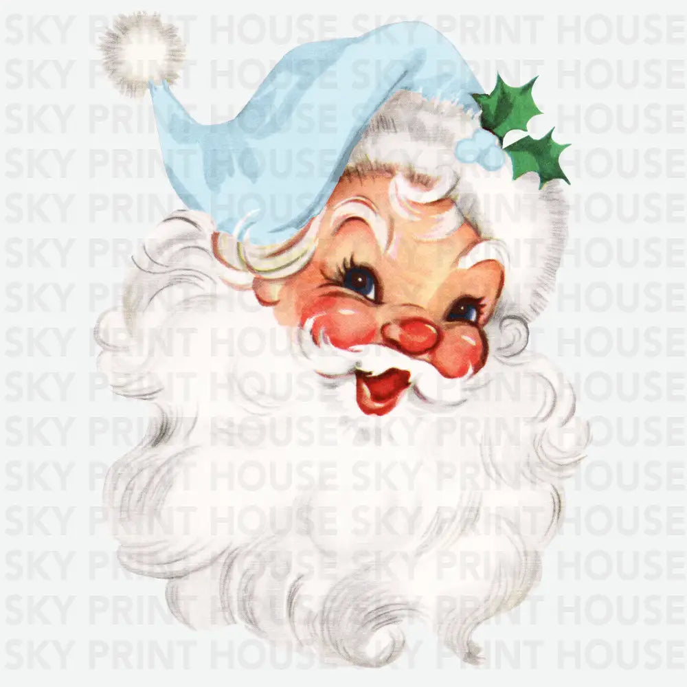 Blue Santa - Christmas Ready to Press DTF Transfer