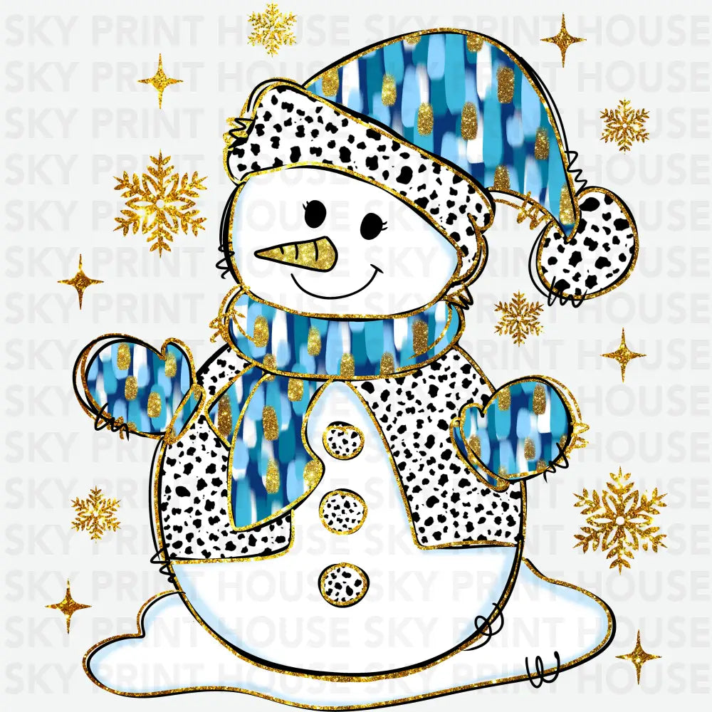 Blue Snowman - Christmas Ready to Press DTF Transfer