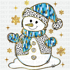 Blue Snowman - Christmas Ready to Press DTF Transfer