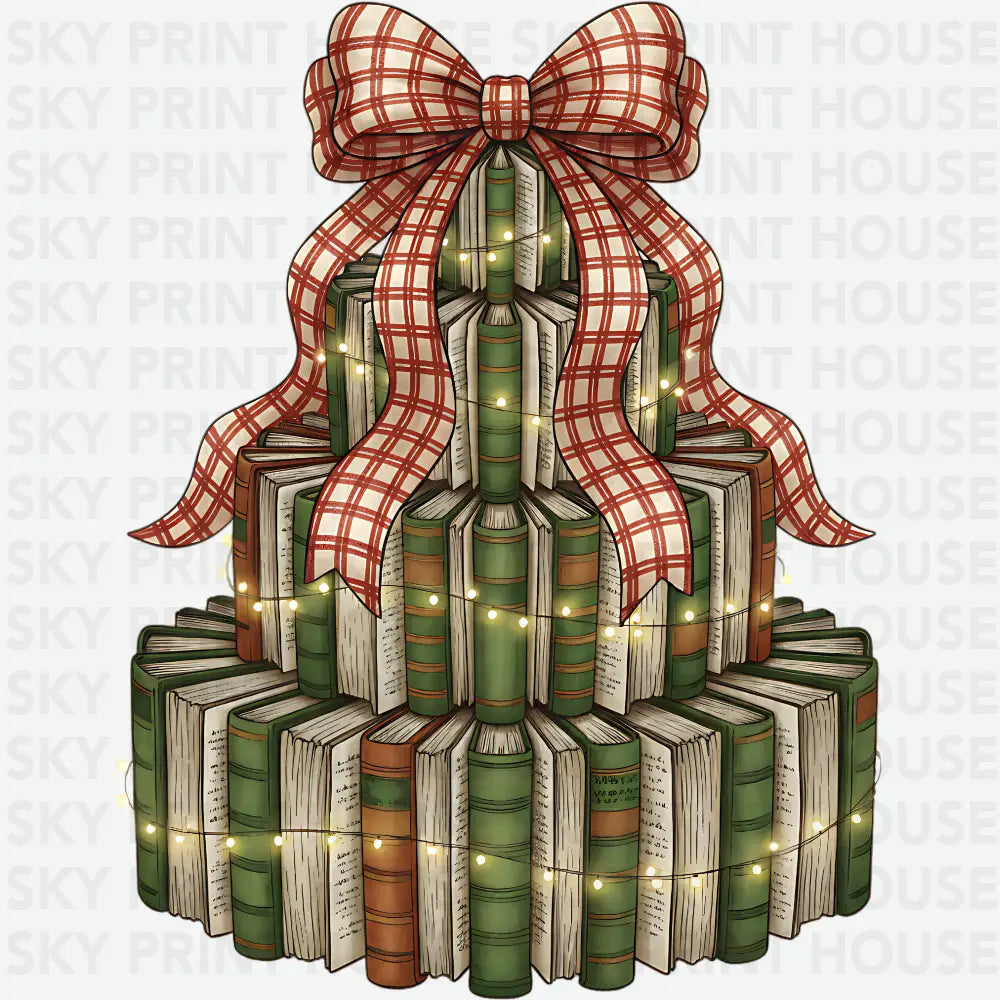 Book Christmas Tree - Christmas Ready to Press DTF Transfer