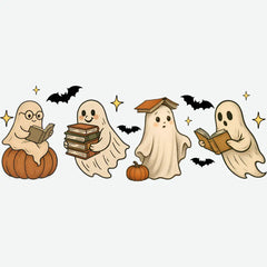 Bookish Ghosts – Cozy Halloween Reading - Ready to Press DTF Transfer