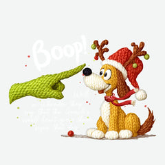 Boop! Cute Christmas Dog Knit Art - Christmas Ready to Press DTF Transfer