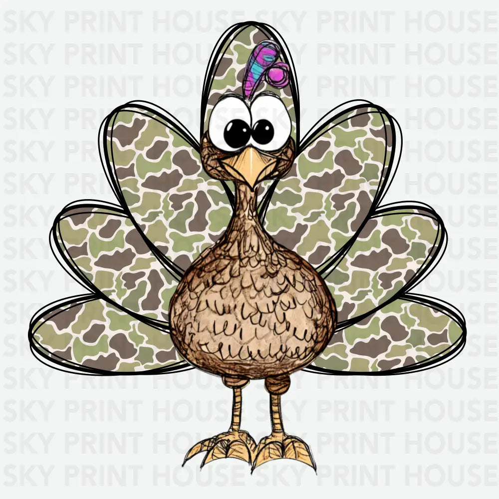 Camo Turkey Thanksgiving Ready to Press DTF Transfer