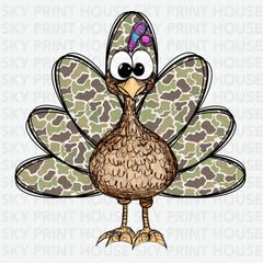 Camo Turkey Thanksgiving Ready to Press DTF Transfer