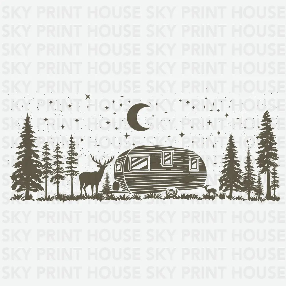 Camp Starry Night Camping Ready to Press DTF Transfer