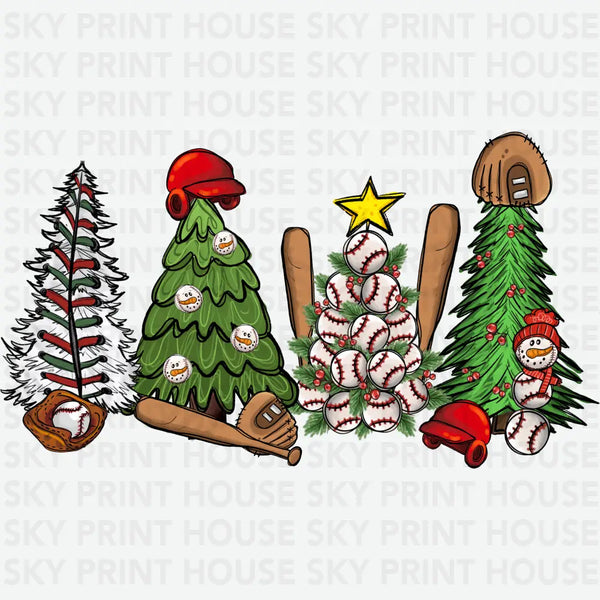 Christmas Baseball Tree - Christmas Ready to Press DTF Transfer