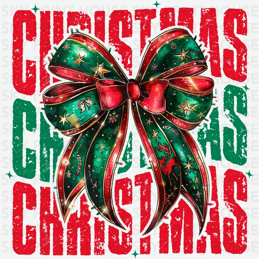 Christmas Bow - Christmas Ready to Press DTF Transfer
