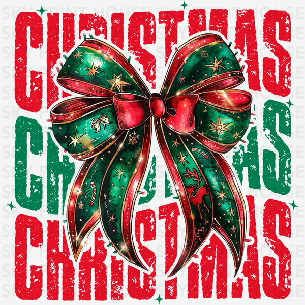 Christmas Bow - Christmas Ready to Press DTF Transfer