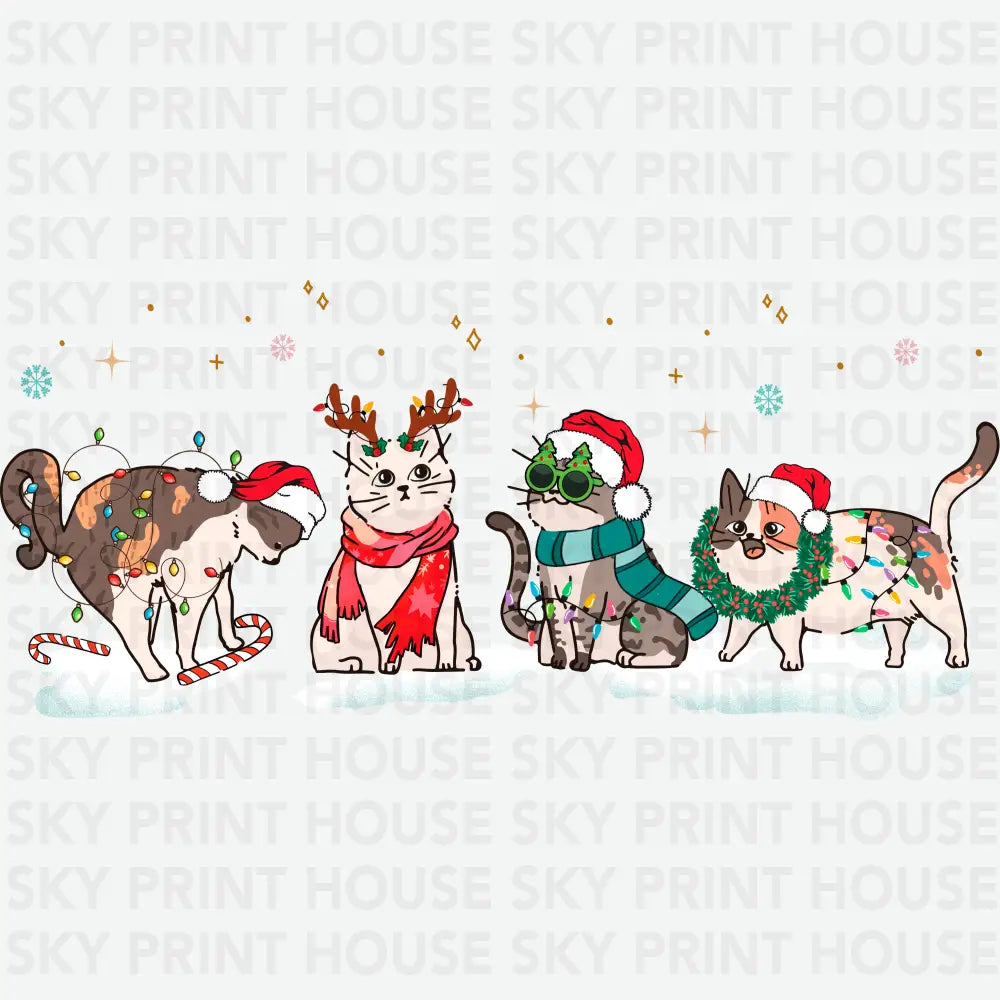 Christmas Cats - Christmas Ready to Press DTF Transfer