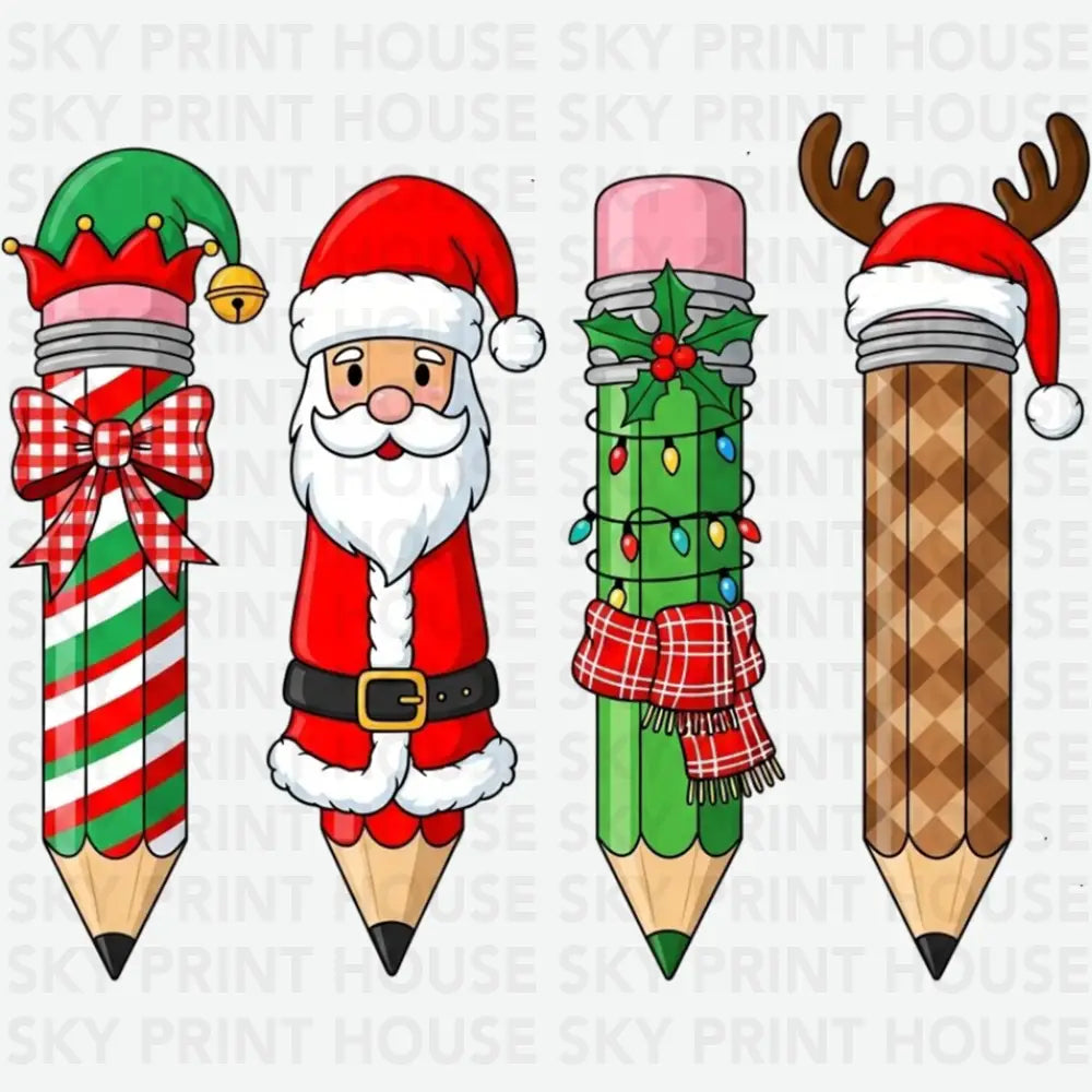 Christmas Character Pencil Teacher - Christmas Ready to Press DTF Transfer