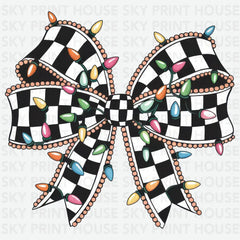 Christmas Checkered Bow - Christmas Ready to Press DTF Transfer