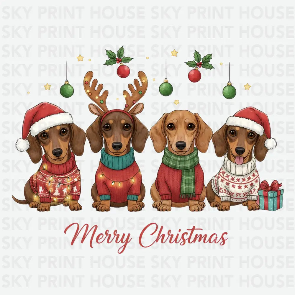 Christmas Dachshund Family - Christmas Ready to Press DTF Transfer