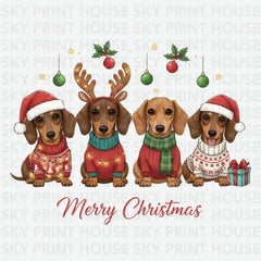 Christmas Dachshund Family - Christmas Ready to Press DTF Transfer