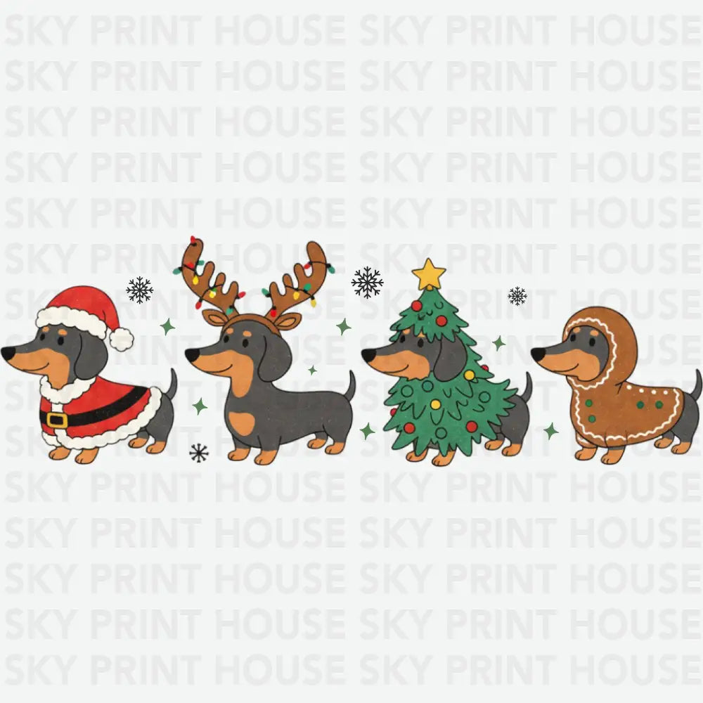 Christmas Dachshund - Christmas Ready to Press DTF Transfer