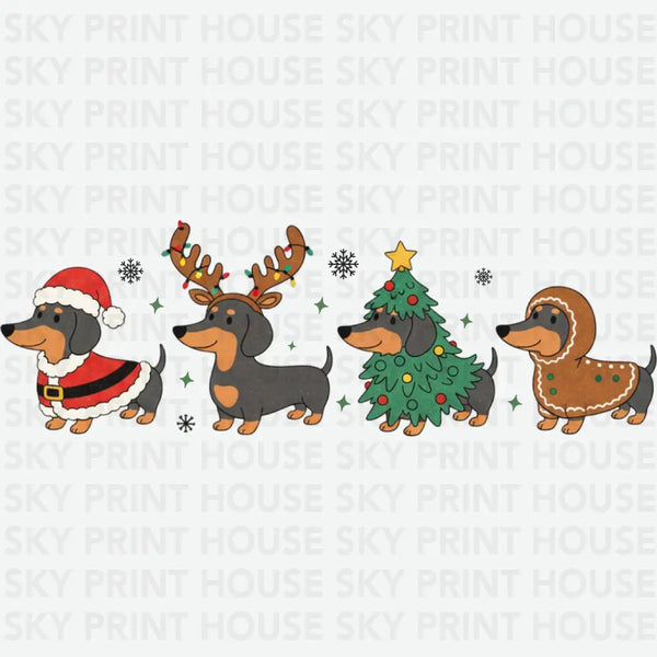 Christmas Dachshund - Christmas Ready to Press DTF Transfer