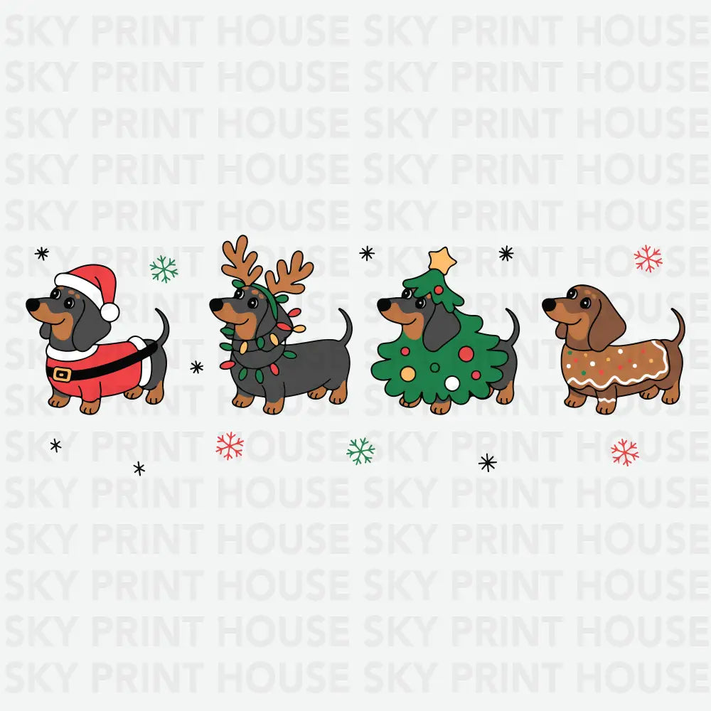 Christmas Dachshund - Ready to Press DTF Transfer