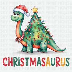 Christmas Dinosaur Christmas Tree - Christmas Ready to Press DTF Transfer