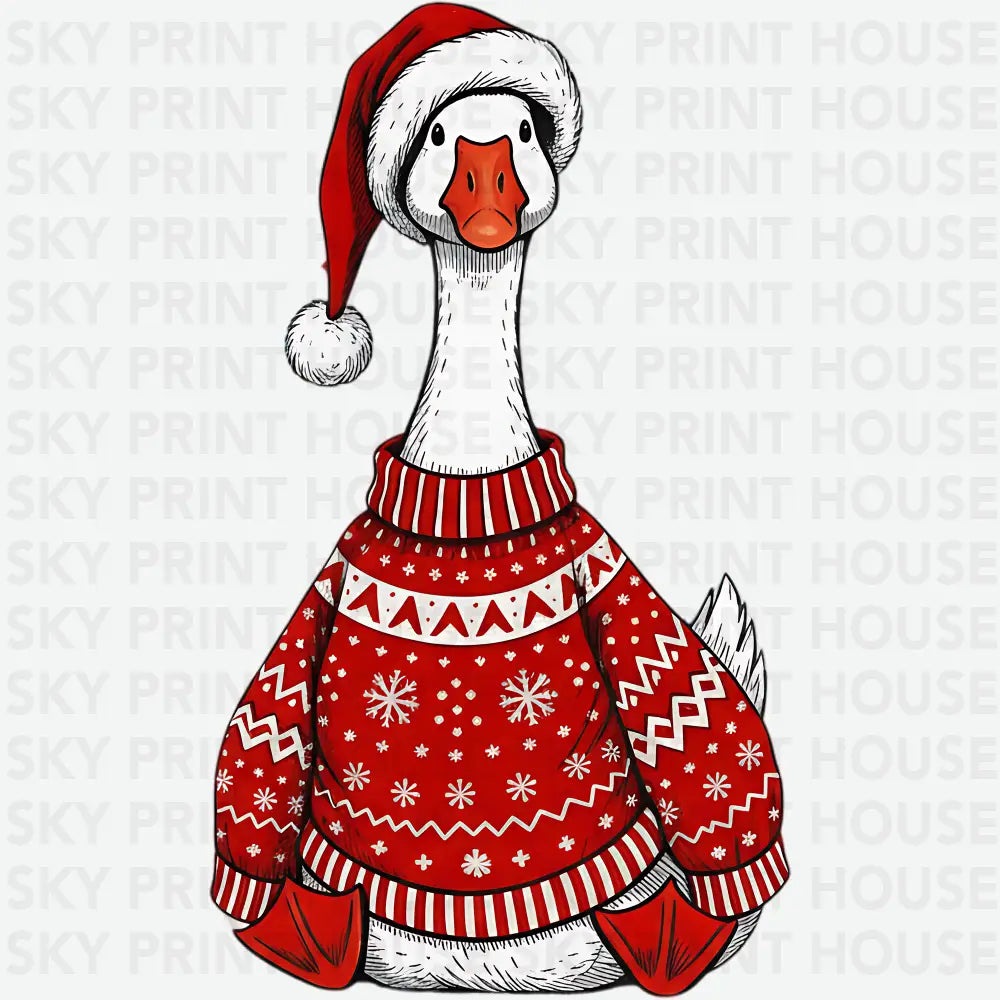 Christmas Goose Santa Goose - Ready to Press DTF Transfer