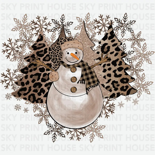 Christmas Leopard Trees And Snowman - Christmas Ready to Press DTF Transfer