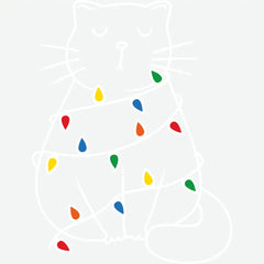 Christmas Lights Cat- Christmas Ready to Press DTF Transfer