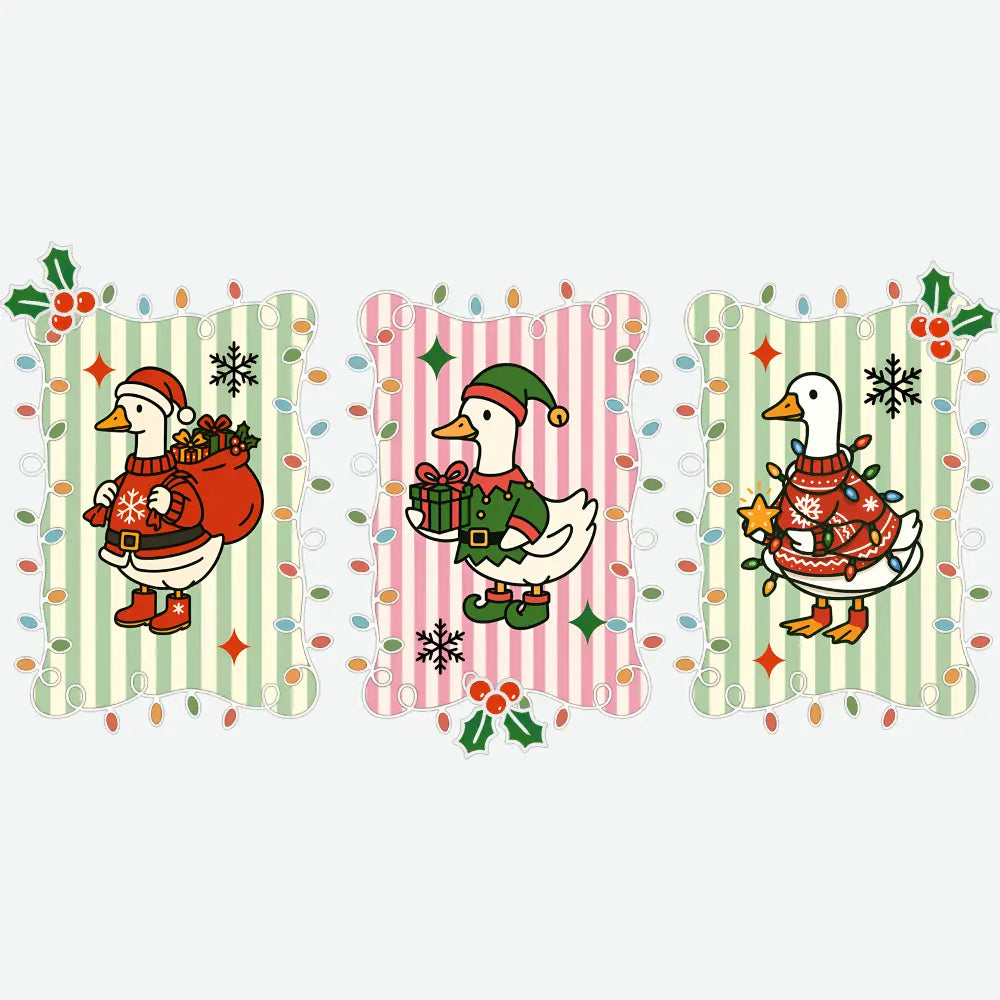 Christmas Lights Goose - Christmas Ready to Press DTF Transfer
