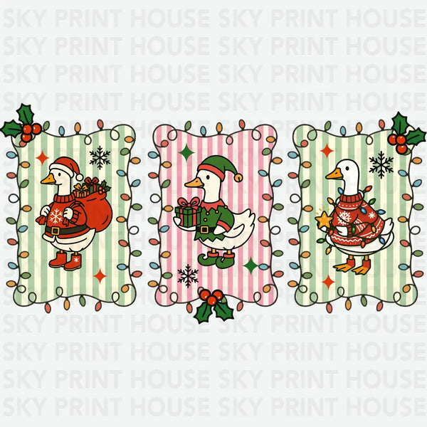 Christmas Lights Goose - Christmas Ready to Press DTF Transfer