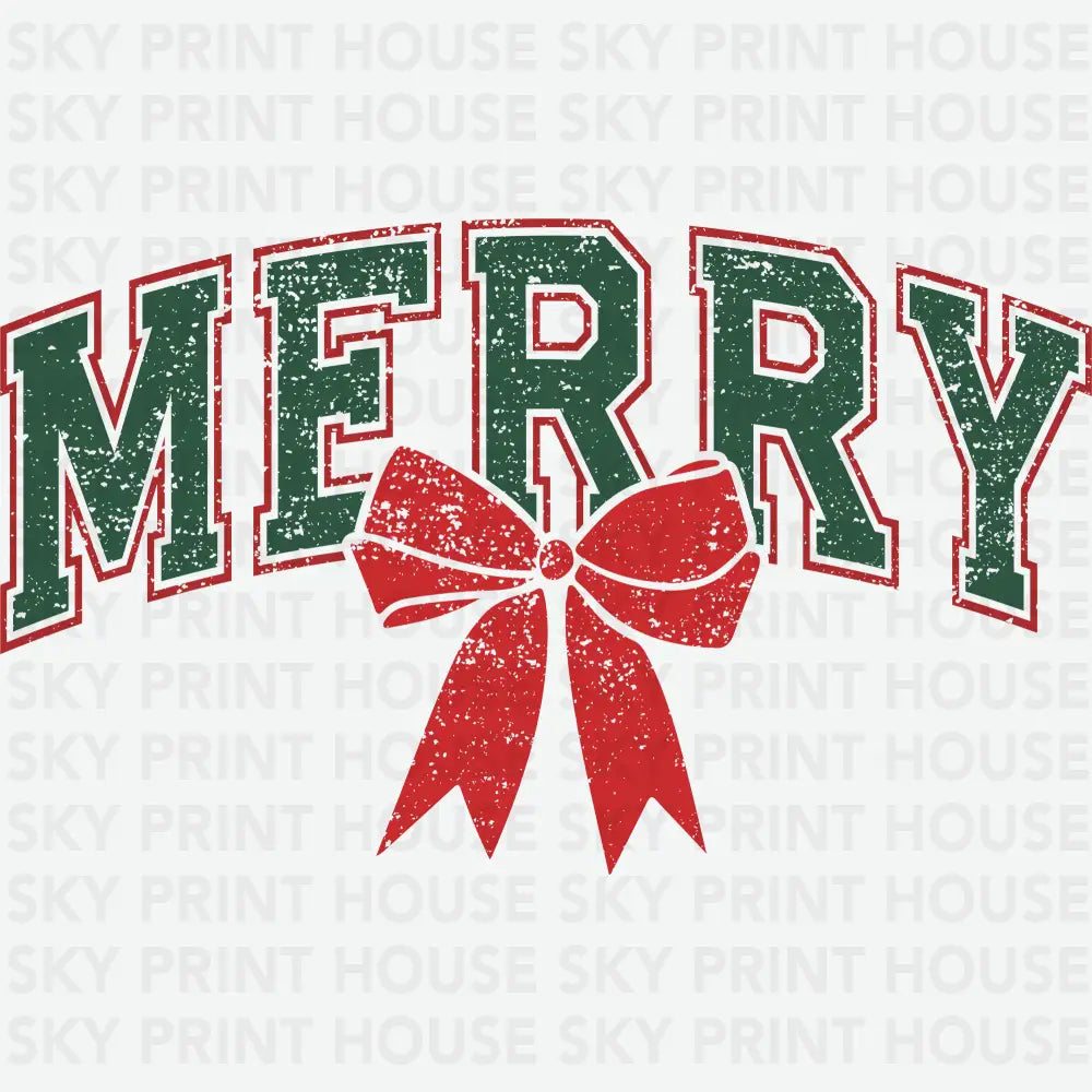 Christmas Merry Bow - Christmas Ready to Press DTF Transfer