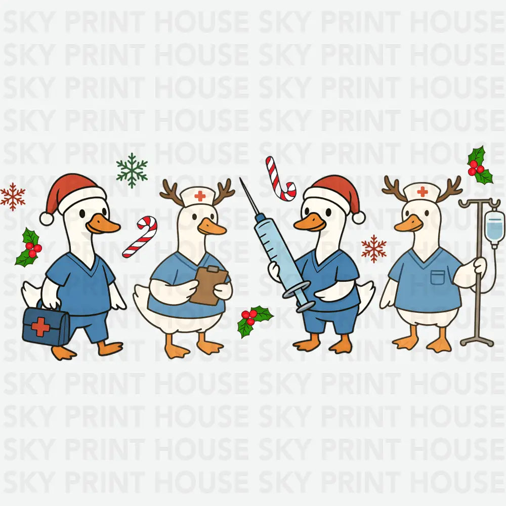 Christmas Nurse Goose - Christmas Ready to Press DTF Transfer
