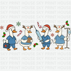 Christmas Nurse Goose - Christmas Ready to Press DTF Transfer