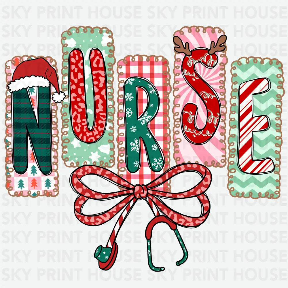 Christmas Nurse Holiday Design - Christmas Ready to Press DTF Transfer