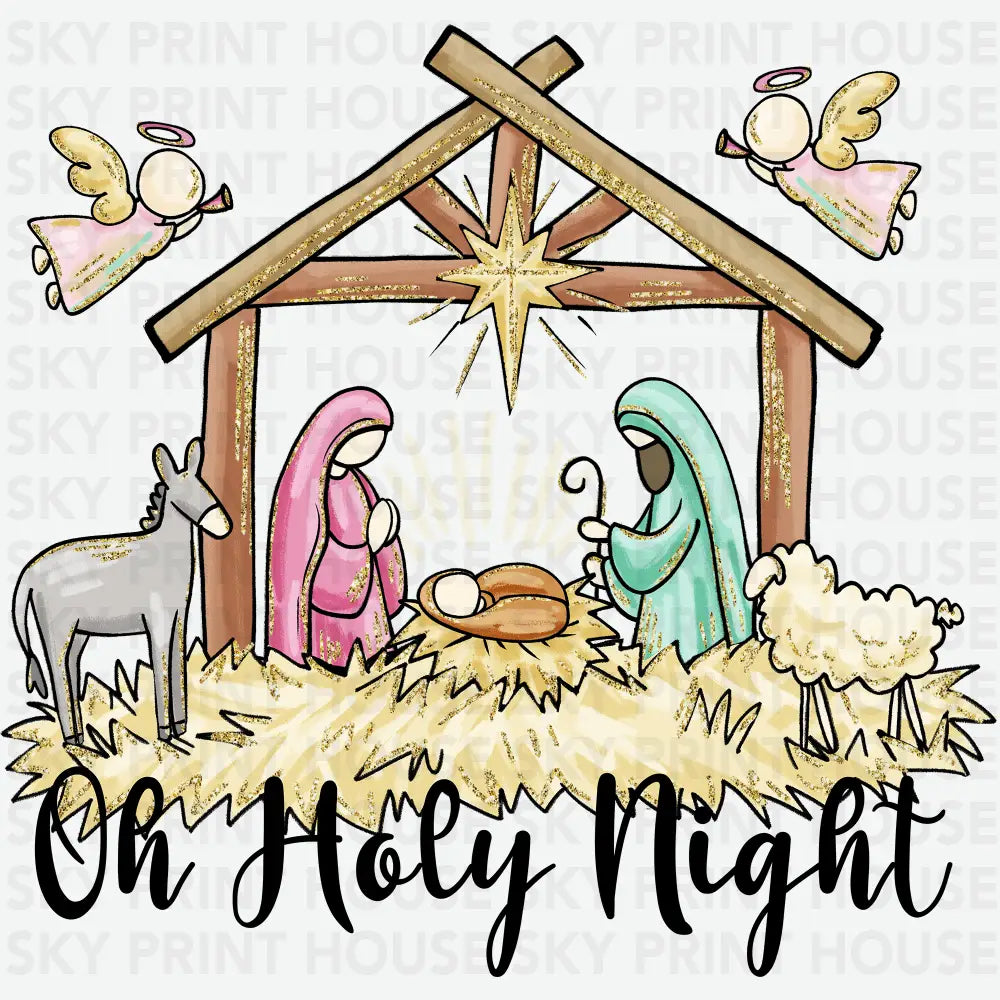 Christmas Oh Holly Night - Christmas Ready to Press DTF Transfer