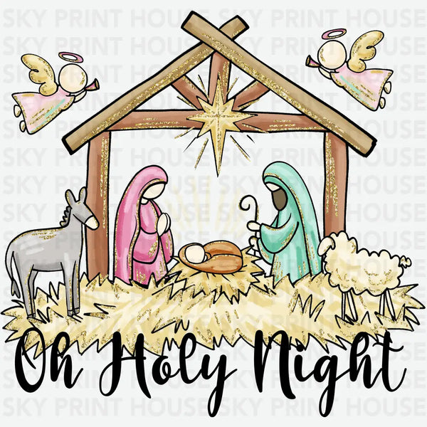Christmas Oh Holly Night - Christmas Ready to Press DTF Transfer