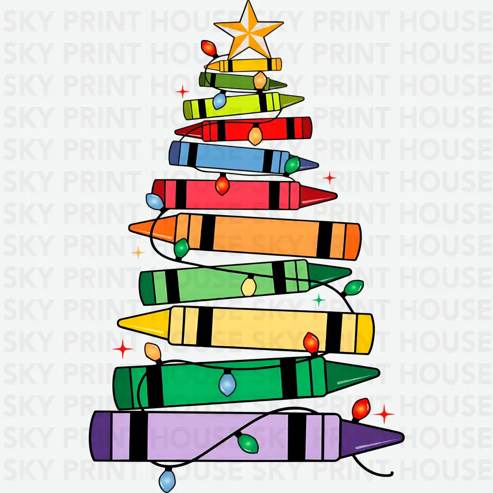 Christmas Pencil Tree Teacher - Christmas Ready to Press DTF Transfer