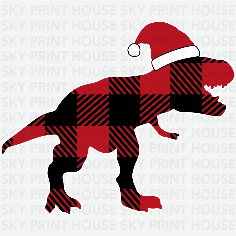 Christmas Plaid Trex - Christmas Ready to Press DTF Transfer
