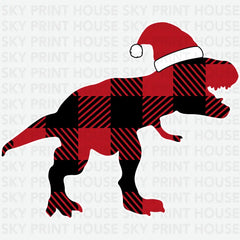 Christmas Plaid Trex - Christmas Ready to Press DTF Transfer