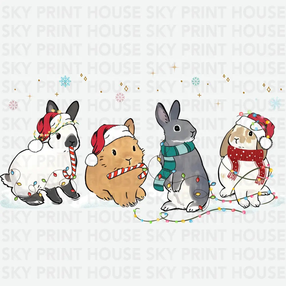 Christmas Rabbit - Christmas Ready to Press DTF Transfer