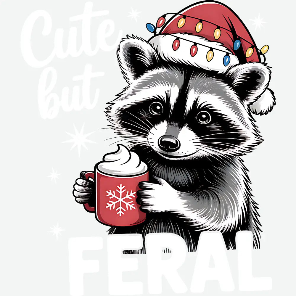 Christmas Racoon Cute But Feral - Christmas Ready to Press DTF Transfer