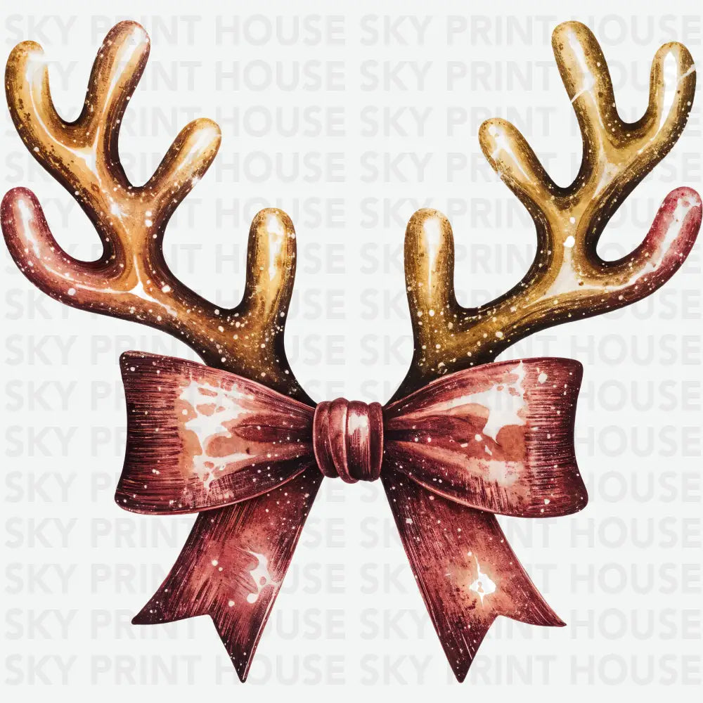 Christmas Reindeer Bow - Christmas Ready to Press DTF Transfer